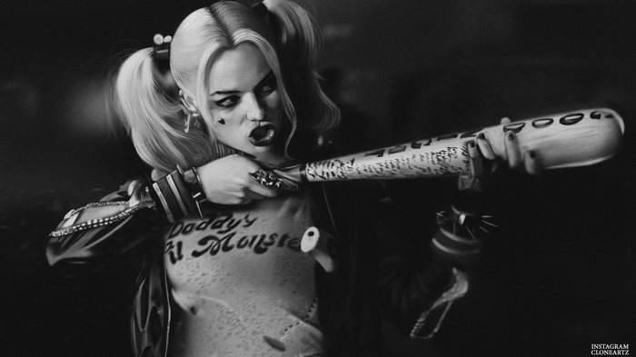 Harley Quinn from Suicide Squad holding a baseball bat