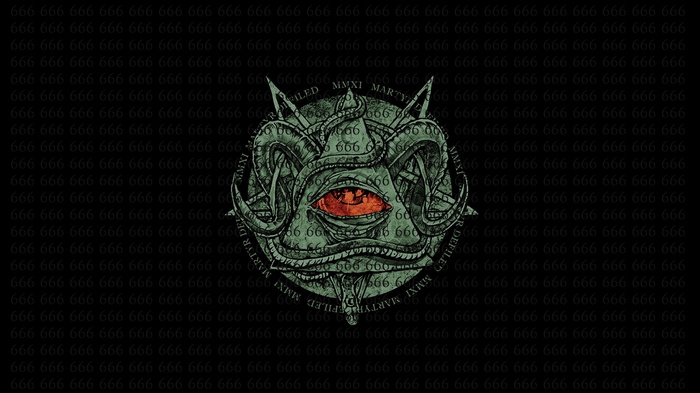 Artwork of the All-Seeing Eye with Pentagram and 666