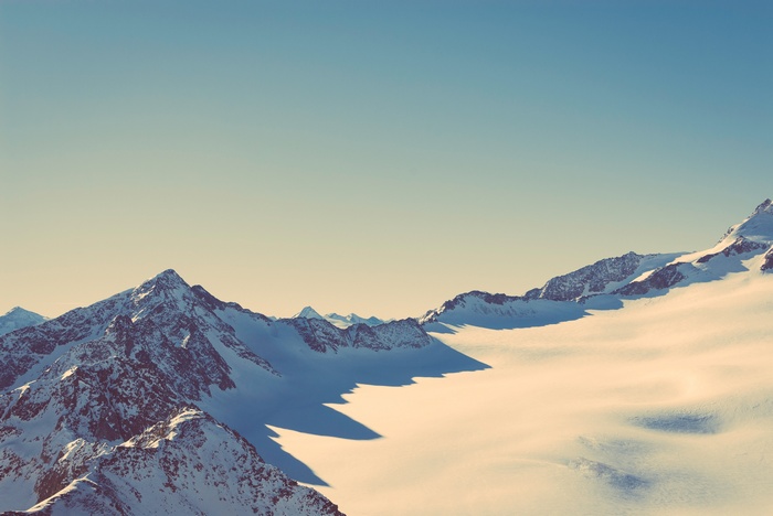 Snowy mountains under a clear sky