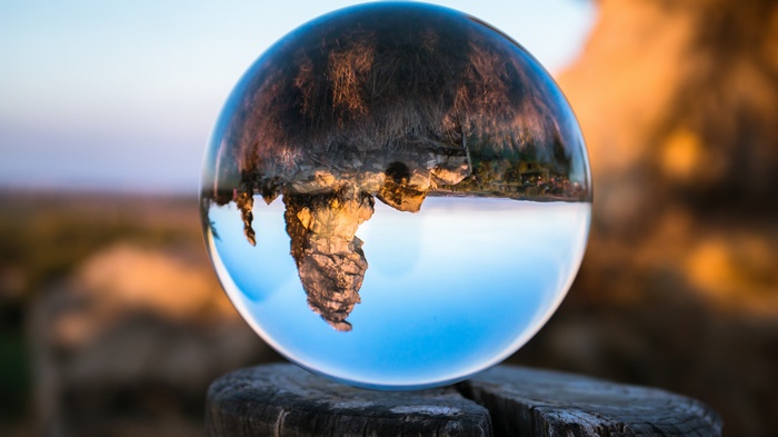 Crystal ball reflection of Königstein fortress landscape