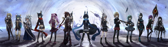 Original characters with weapons in a futuristic setting