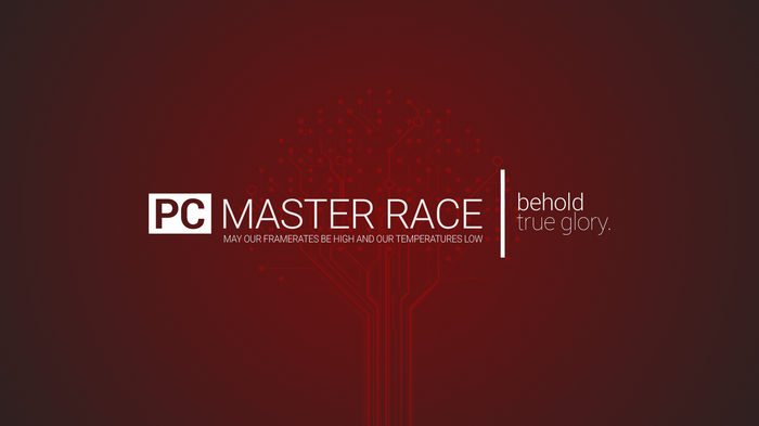 PC Master Race slogan with circuit board design