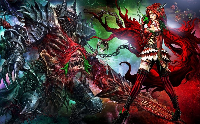 Little Red Riding Hood and monster from Soul Sacrifice