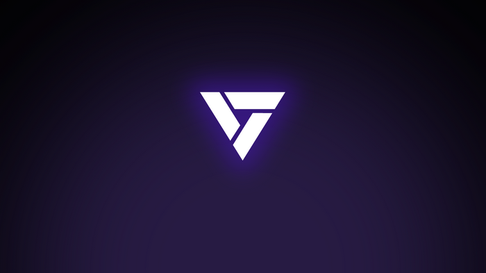 White abstract logo on purple background