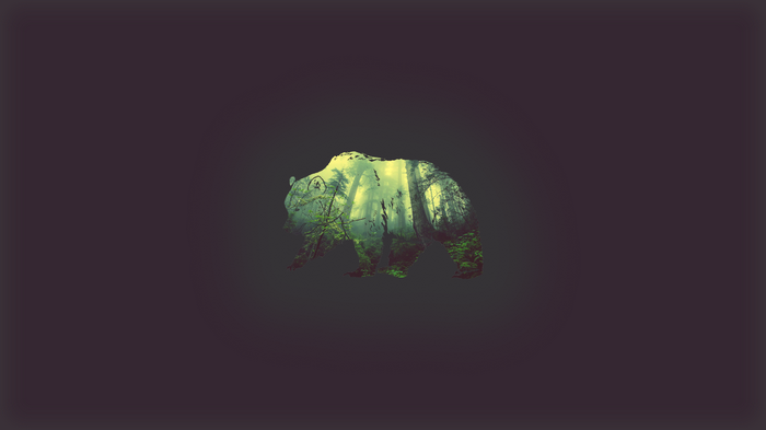 Bear silhouette filled with forest landscape