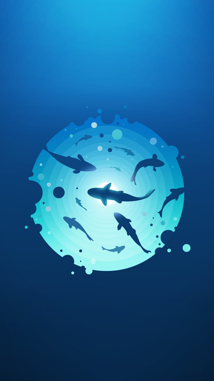 School of fish swimming in a circular underwater vortex
