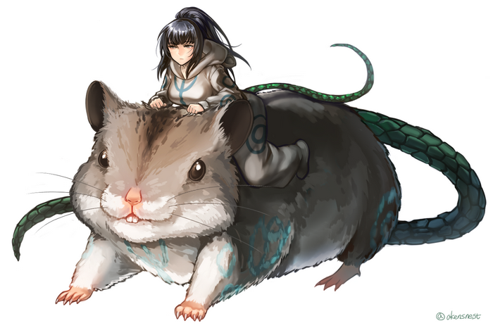 Narberal Gamma riding Hamsuke from Overlord