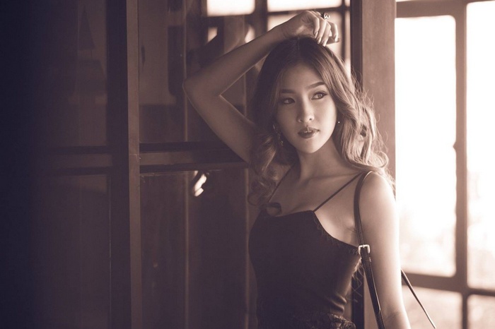 Asian model Atita Wittayakajohndet in sepia tone