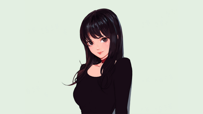Anime girl with long black hair