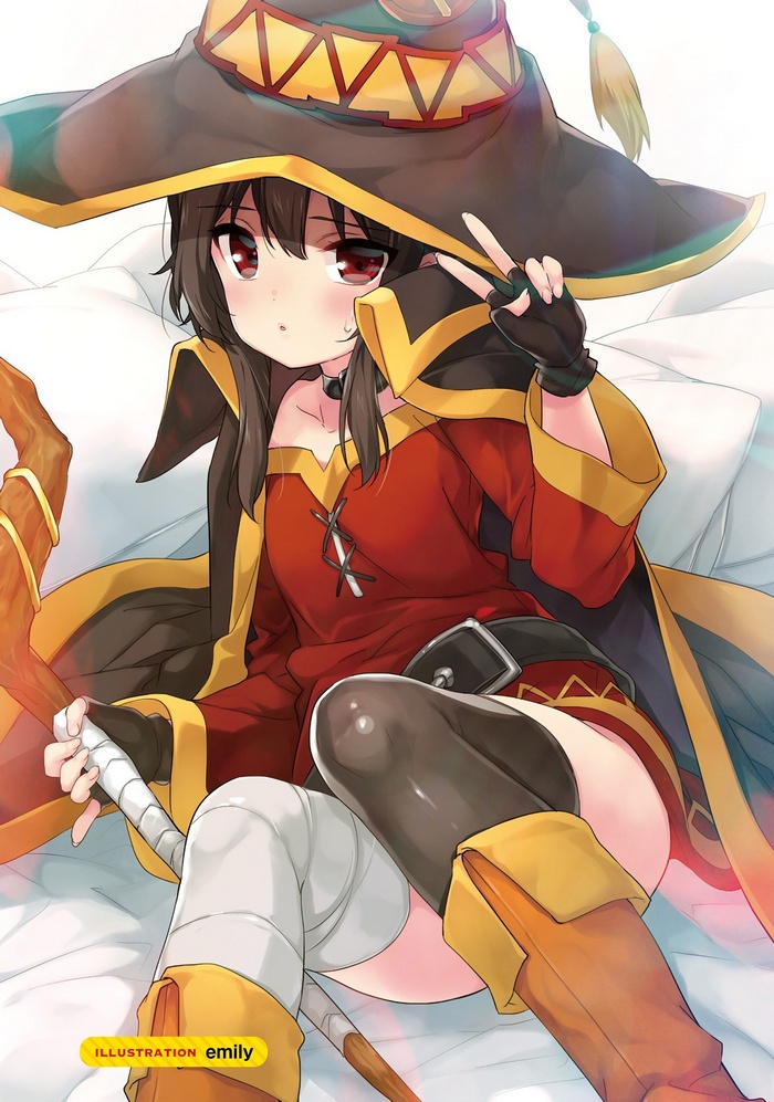 Megumin from KonoSuba with a staff