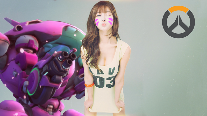 D.Va from Overwatch cosplay with mech