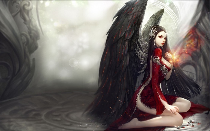 Angel in a red dress from Aion