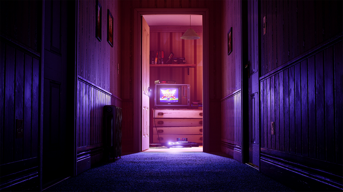 Sonic the Hedgehog on CRT TV in hallway