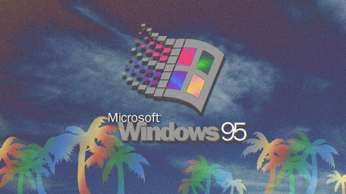 Microsoft Windows 95 logo with palm trees