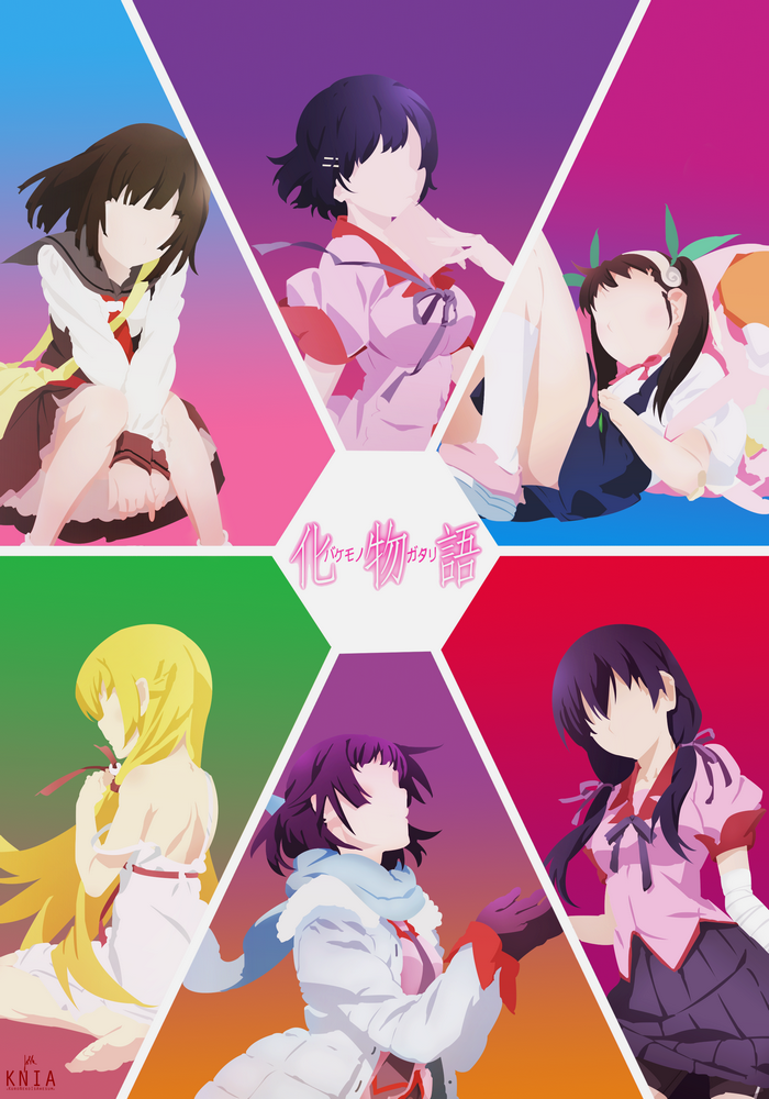 Monogatari Series Characters: Hanekawa, Shinobu, Sengoku, Hachikuji, Senjougahara, Kanbaru