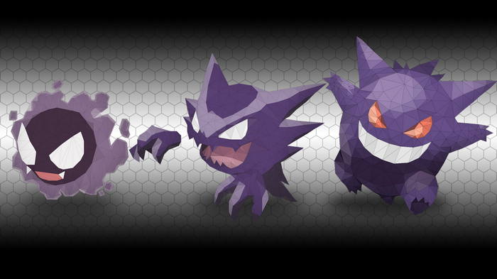 Gastly, Haunter, and Gengar from Pokémon