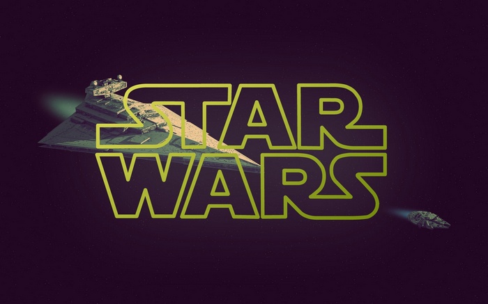 Star Wars with Star Destroyer and Millennium Falcon