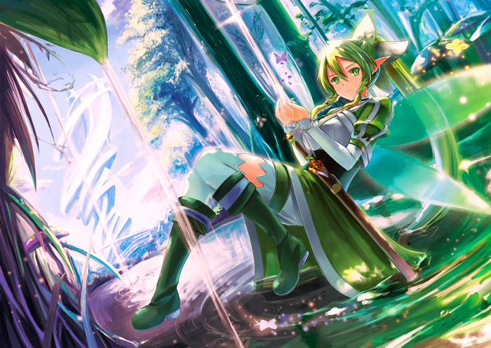 Leafa from Sword Art Online in a forest