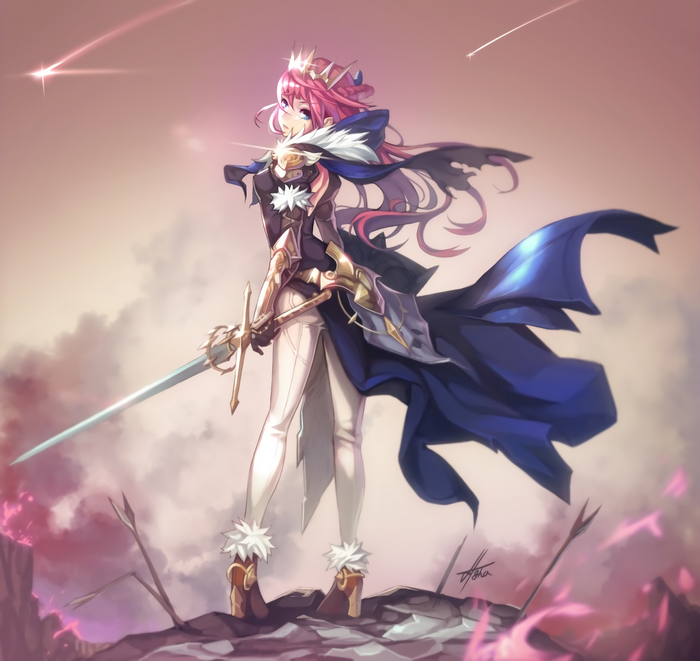 Anime girl with pink hair and sword