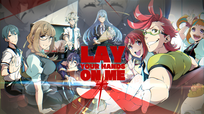 Kiznaiver characters with text Lay Your Hands On Me