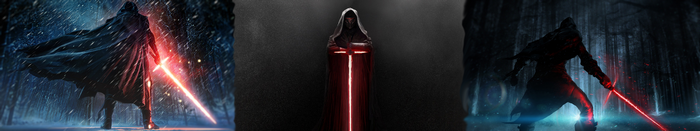 Kylo Ren from Star Wars in snowy and dark forests