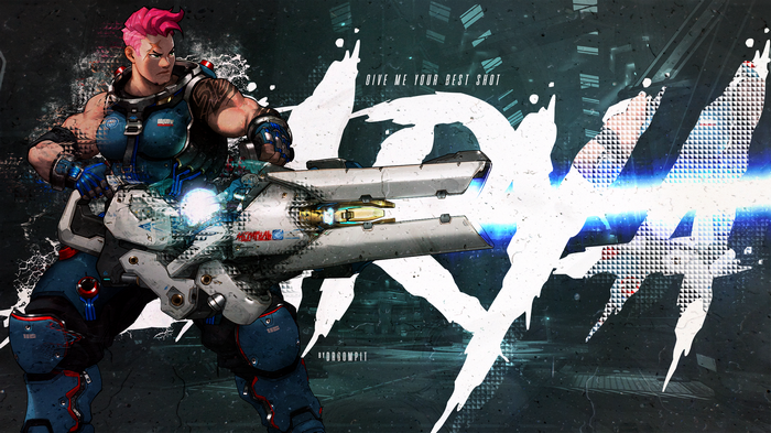 Zarya from Overwatch firing particle cannon