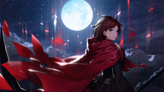 Ruby Rose from RWBY under the moon
