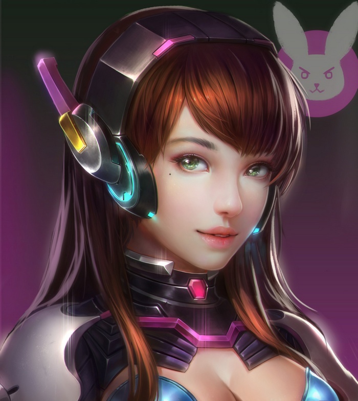 D.Va from Overwatch with headphones