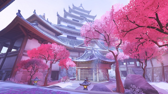 Hanamura Overwatch map with cherry blossoms