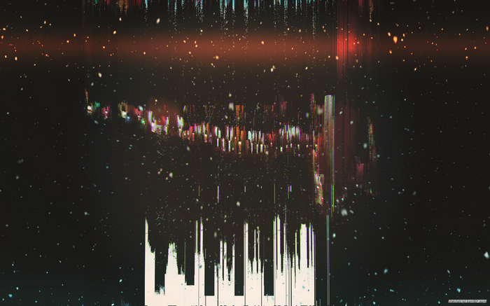 Abstract Glitch Art with Snow and Lights