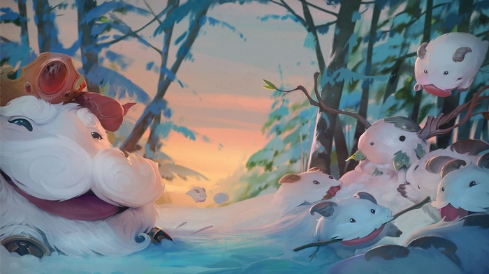 King Poro from League of Legends in a snowy forest