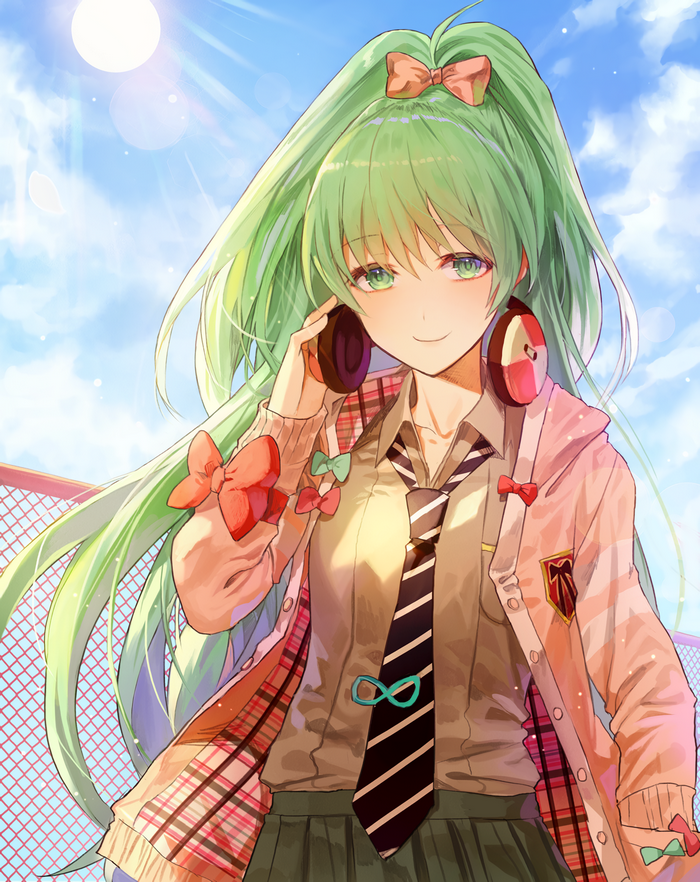 Megpoid Gumi from Vocaloid with headphones