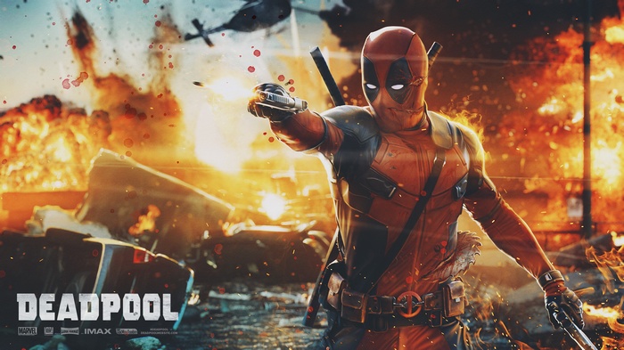 Deadpool in an explosion