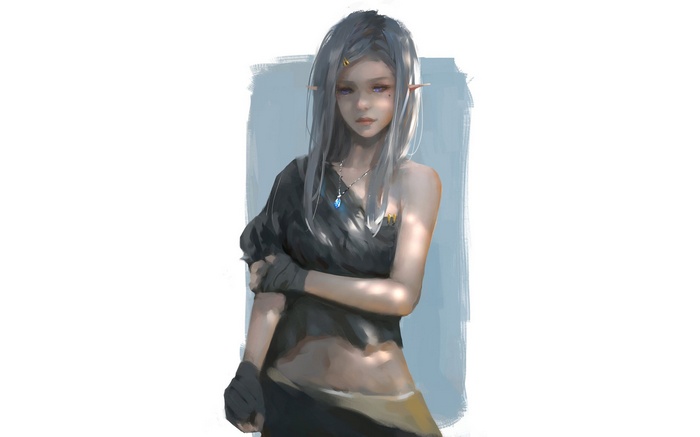 Fantasy Elf Girl with Silver Hair