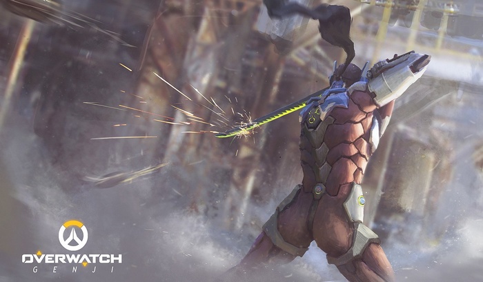 Genji from Overwatch with a sword