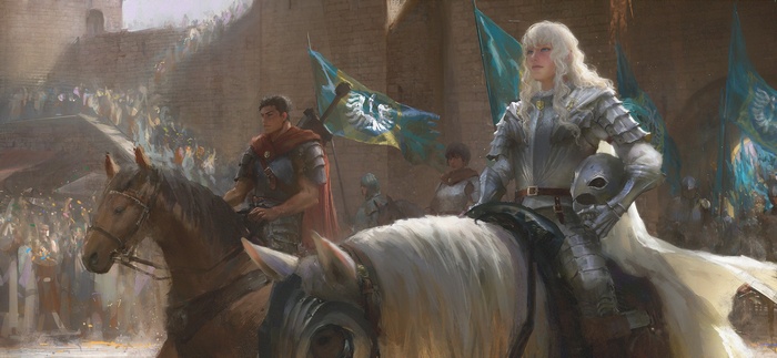 Berserk, Guts, Griffith, horse, fantasy art, warrior