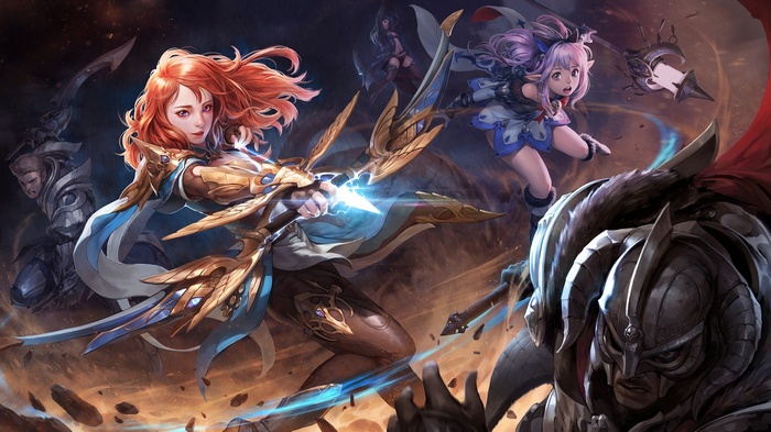Fantasy art of warriors in battle