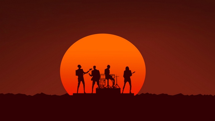 Band performing at sunset