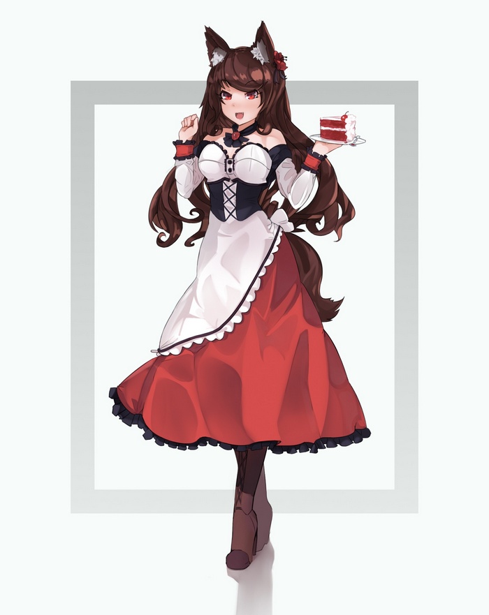 Imaizumi Kagerou from Touhou holding cake