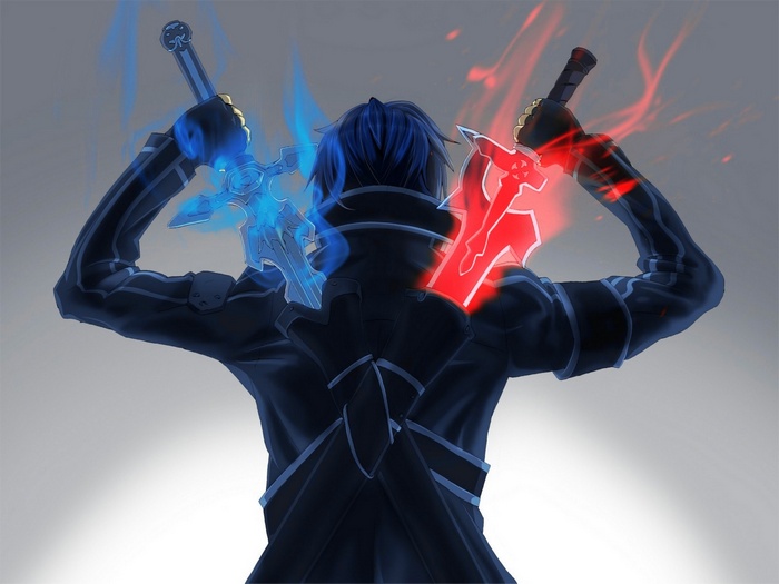 Kirigaya Kazuto from Sword Art Online with two swords