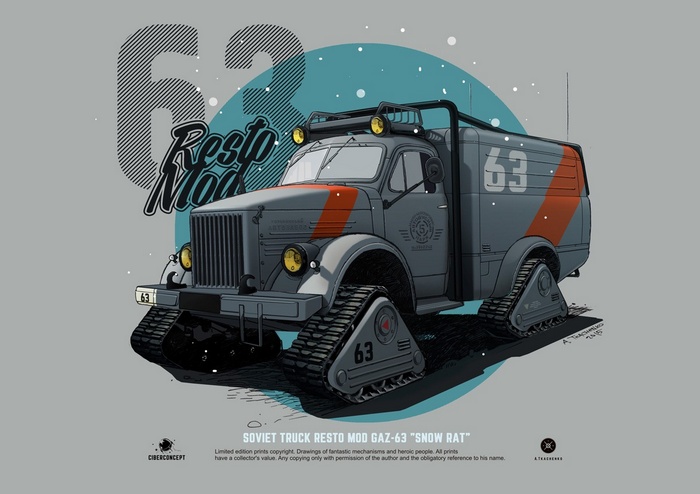 Soviet Truck Resto Mod GAZ-63 Snow Rat Concept Art