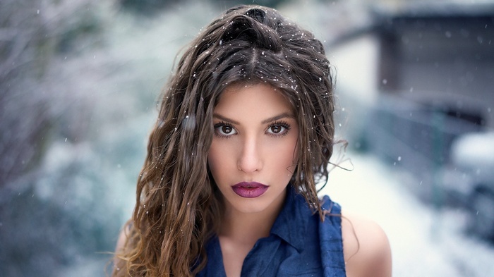 Woman with snow in her hair