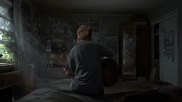 Ellie from The Last of Us Part II playing guitar