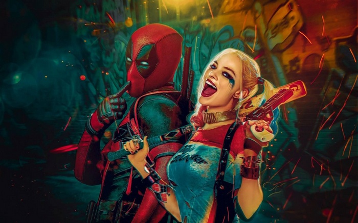 Deadpool and Harley Quinn from Marvel and DC Comics