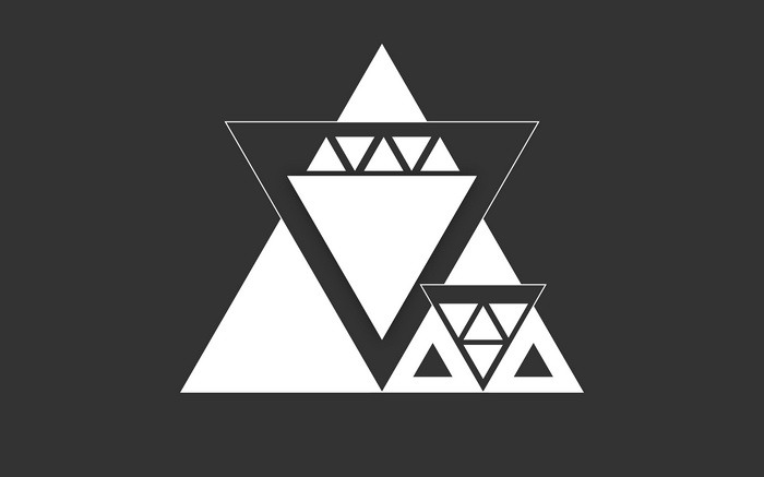 Monochrome abstract geometric design with nested triangles