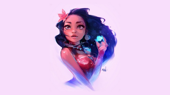 Moana from Disney holding a glowing blue orb