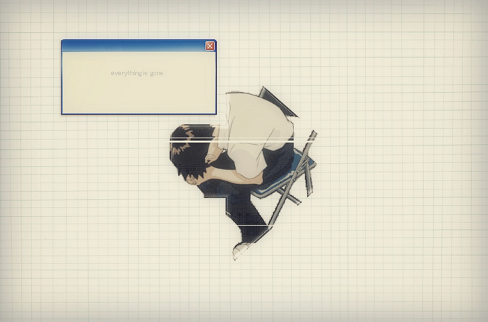 Ikari Shinji from Neon Genesis Evangelion with Windows XP message