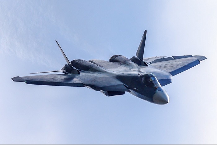 Sukhoi PAK FA Russian Air Force fighter jet in flight