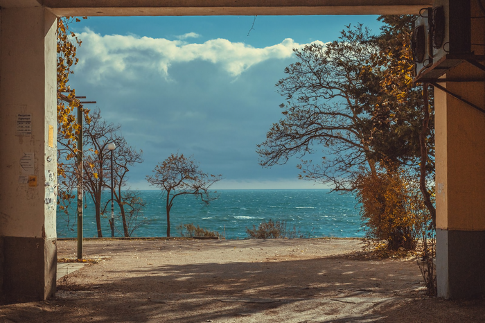 View of the Black Sea through an archway