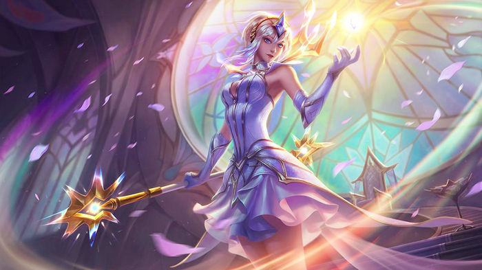 Lux from League of Legends holding a staff